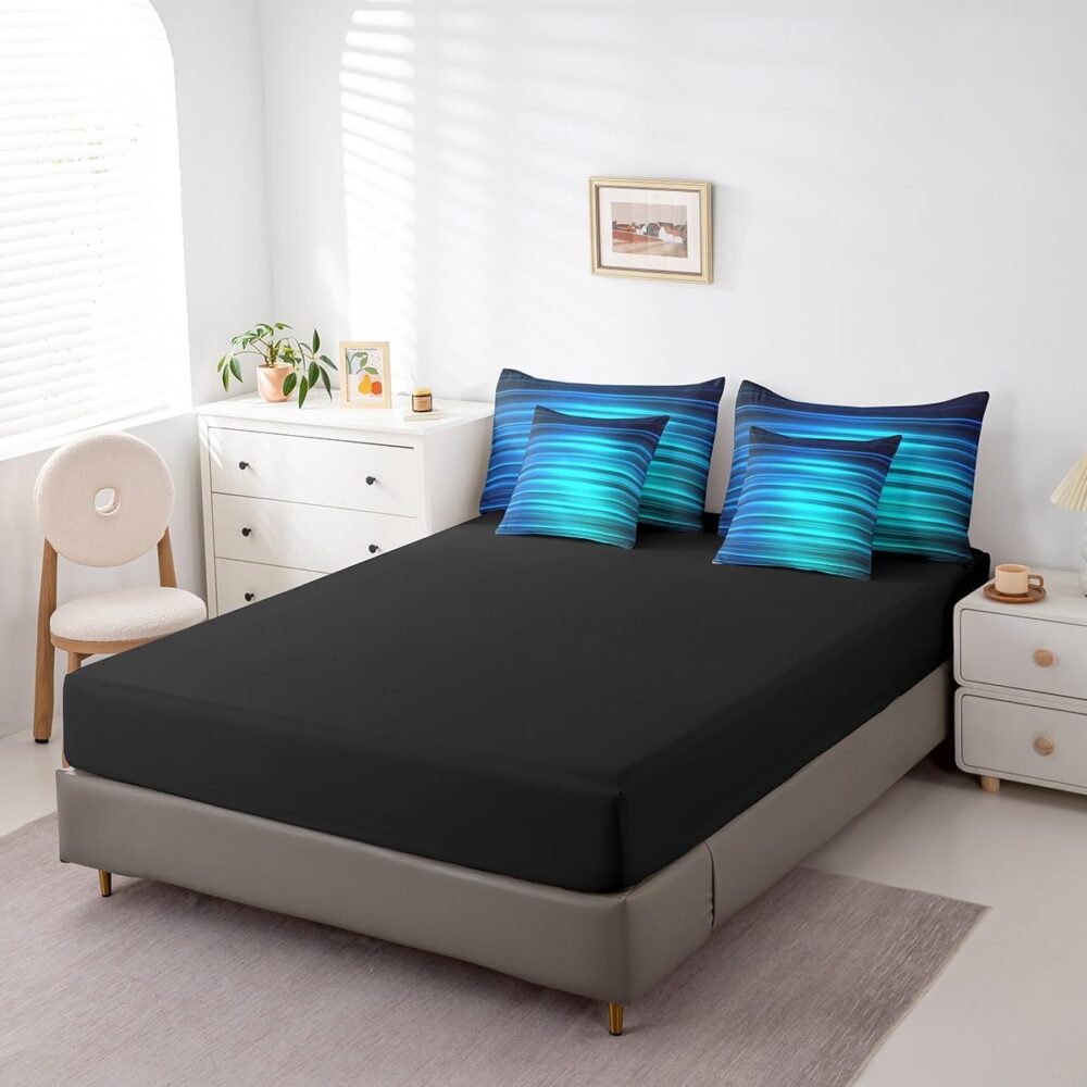 Ombre Blue Black Bedding Set - Image 2
