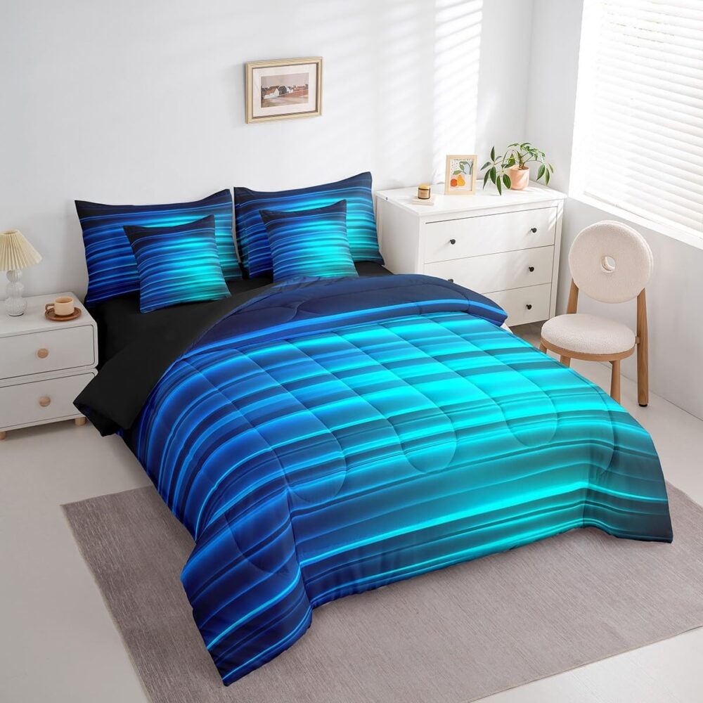 Ombre Blue Black Bedding Set - Image 3